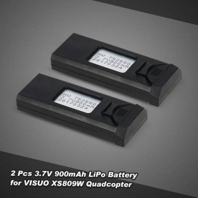 2Pcs 3.7V 900mAh Rechargeable LiPo Battery for VISUO XS809W FPV Quadcopter